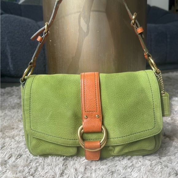 COACH VINTAGE 2005 GREEN NUBUCK CHELSEA DOUBLE POCKET - Picture 2 of 8